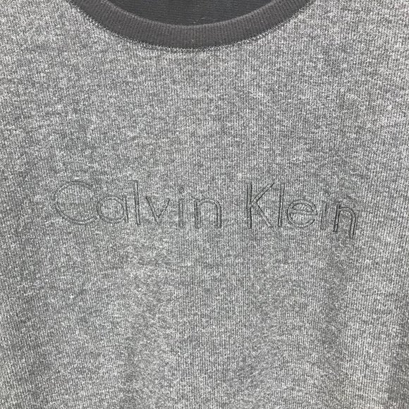 Calvin Klein Sweater Mens XL Black Gray Crew Neck Pullover Logo Long Sleeve - Picture 4 of 9
